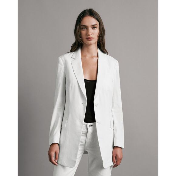 rag & bone Charles Linen Blazer With Button White - 2